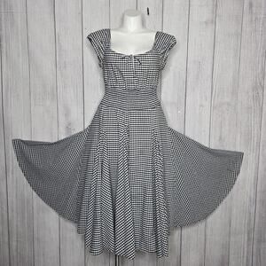 Grace Elements Gingham Midi Dress Cottagecore Picnic Fit & Flare, sz Medium